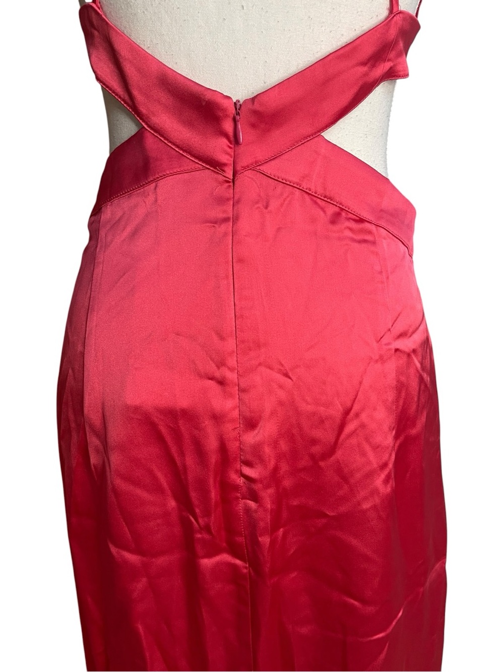 Zara Satin Cut-Out Midi Dress Pink - Picture 9 of 16